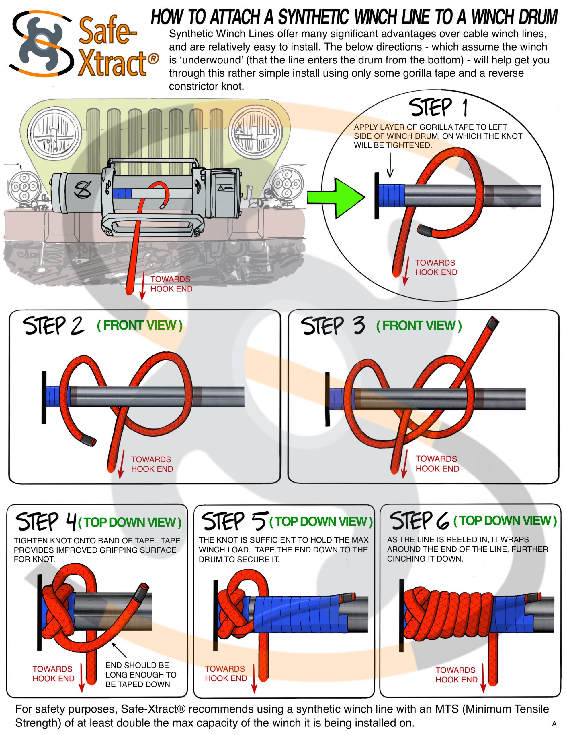 Attaching Synthetic Winch Line To Winch Drum Safe Xtract