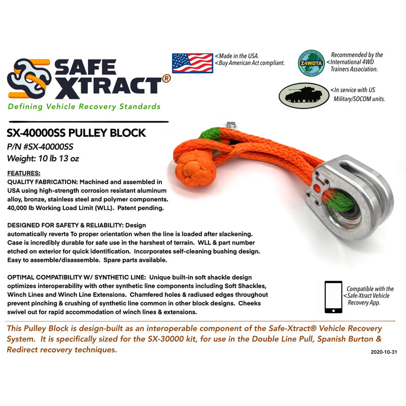 Safe-Xtract SX-40000SS Pulley Block – Vehicle Recovery Hardware – Up to ...